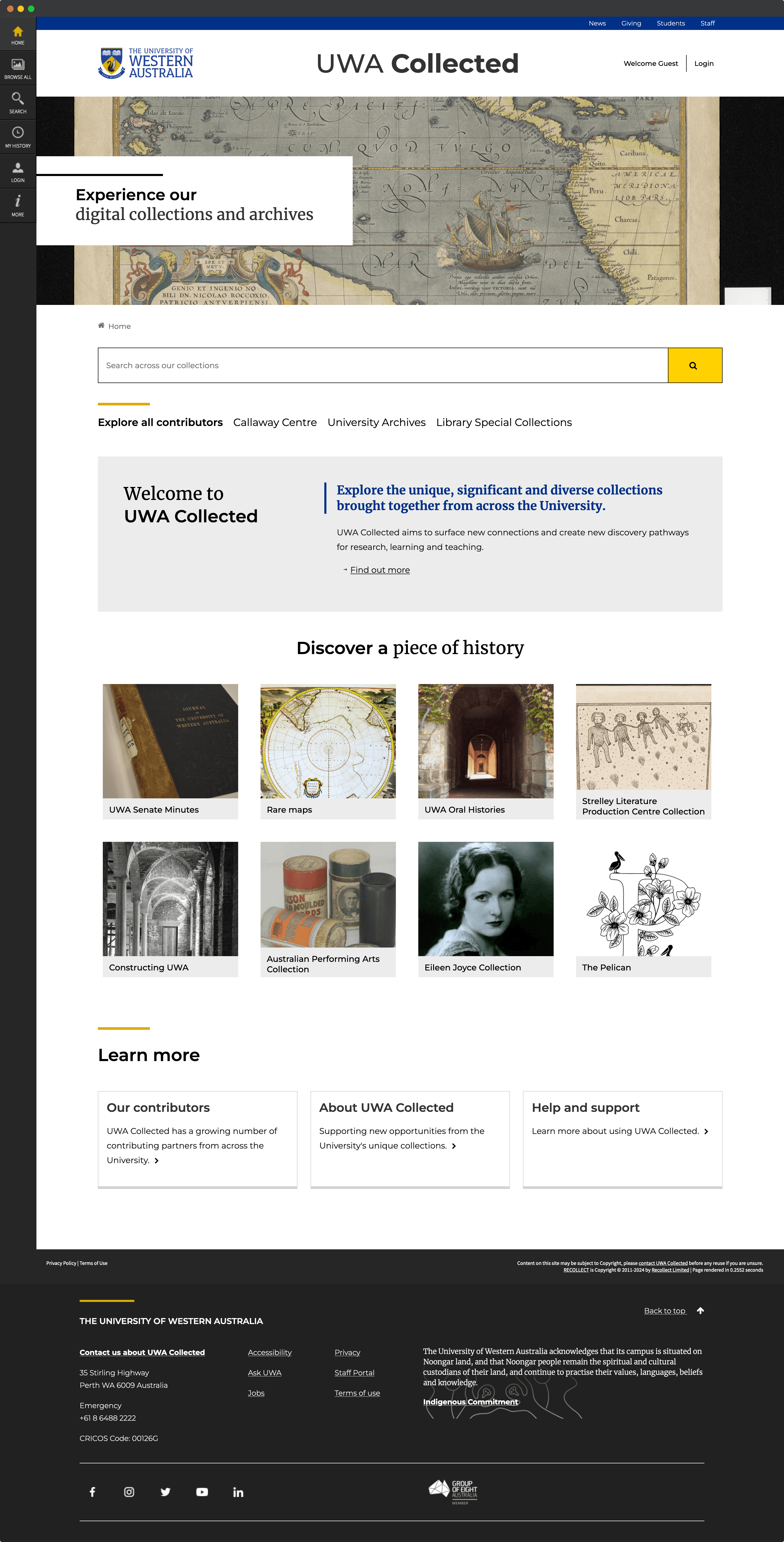 screenshot of UWA Collected